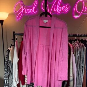 J. Jill Vibrant Pink Women's Linen Cardigan